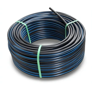 HDPE Plastic Coil Pipe Nominal Pressure 9.9 Bar PE 100 OD 160 mm SDR 13.6 Black Blue Stripes