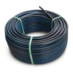 HDPE Plastic Coil Pipe Nominal Pressure 12.5 Bar PE 100 OD 25 mm SDR 11 Black with Blue Stripes