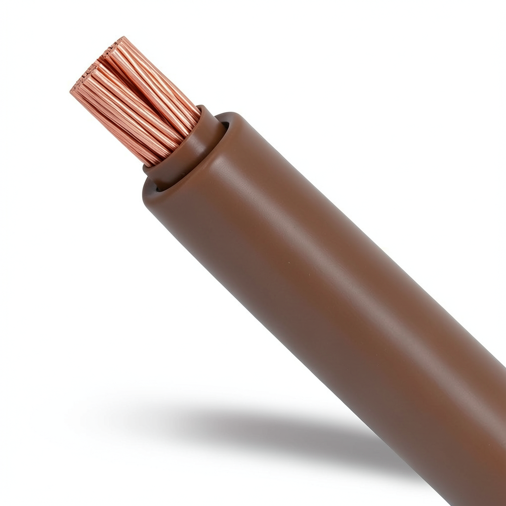 سلك كهرباء مجدول نحاس 95 مم2، عزل PVC جهد 450/750 فولت، بني