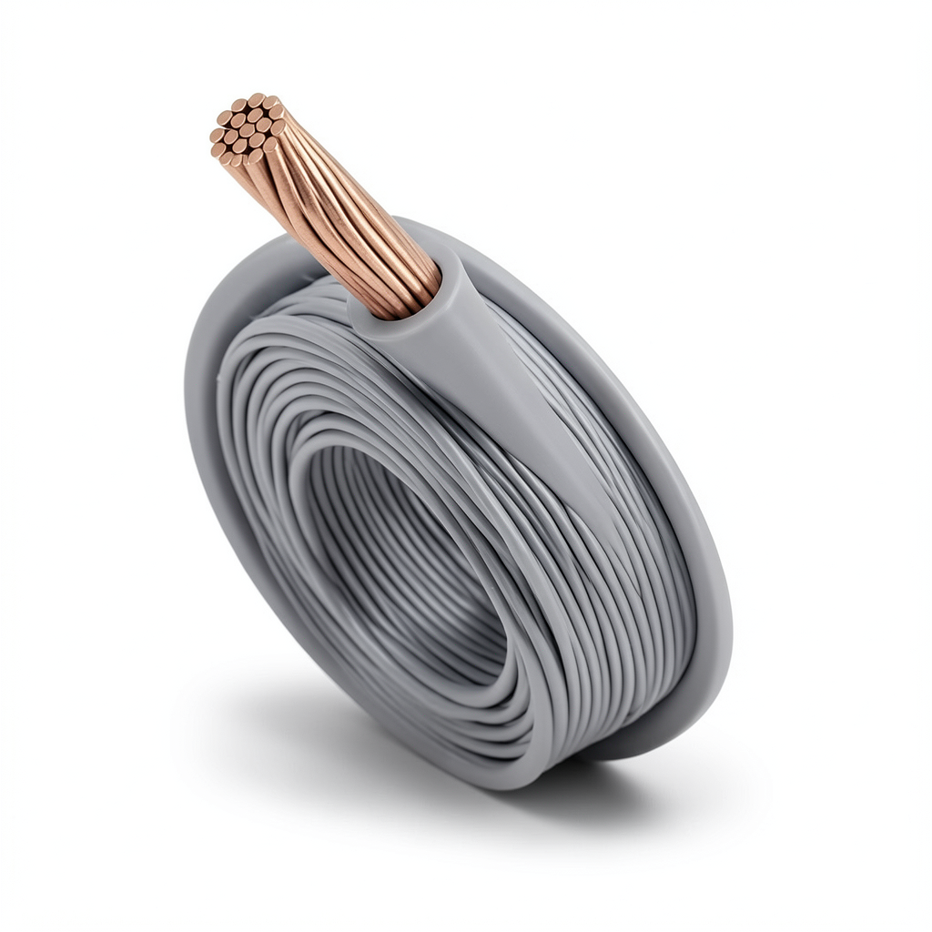 Stranded Copper Electric Wire 4mm2, 450/750V PVC Insulation, Gray