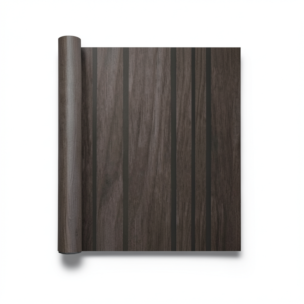 Wooden Wall Covering Dark Brown 5m x 0.53m, Model 221004