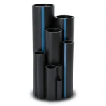 HDPE Plastic Pipe Pressure 16 Bar PE 80 Size 225 mm Thickness 22.7 mm Black