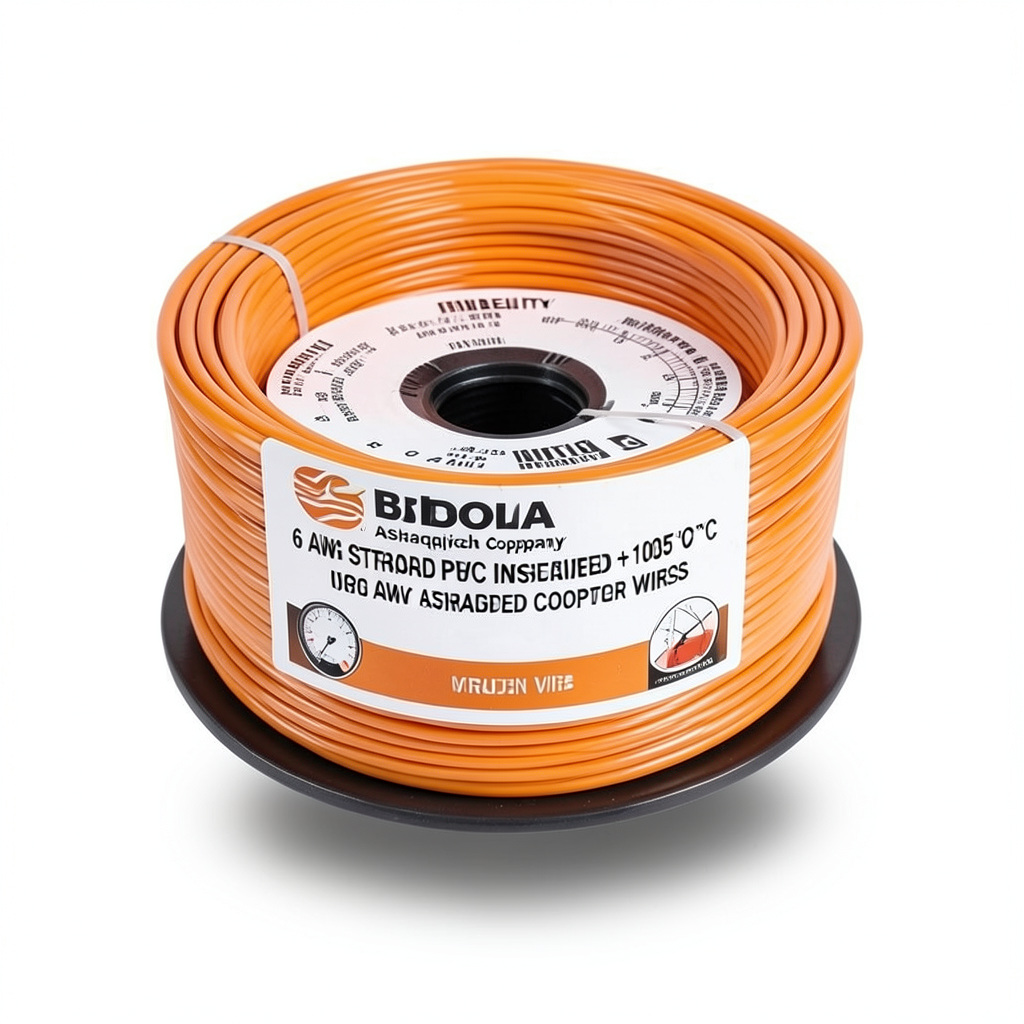 لفة سلك 6 AWG نحاس مجدول معزول PVC +105°C برتقالي 600 فولت | شركة كابلات الشرقية للصناعة