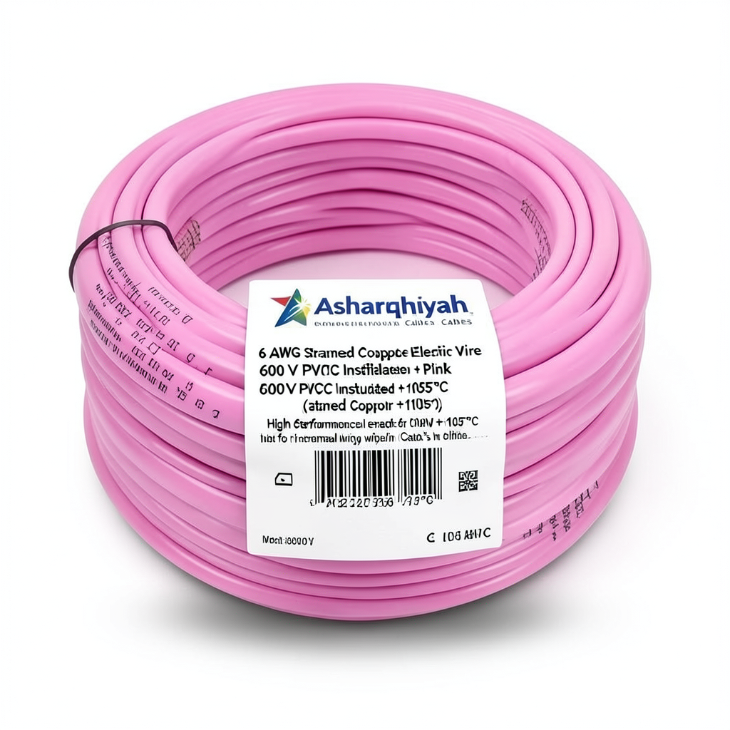 سلك كهرباء 6 AWG نحاس مجدول معزول PVC +105°C زهرى 600 فولت | شركة كابلات الشرقية للصناعة