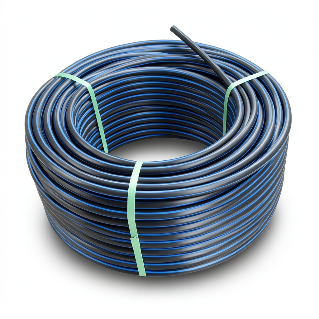 HDPE Plastic Coil Pipe PN 15.6 Bar PE 100 OD 40 mm SDR 9 Black with Blue Stripes