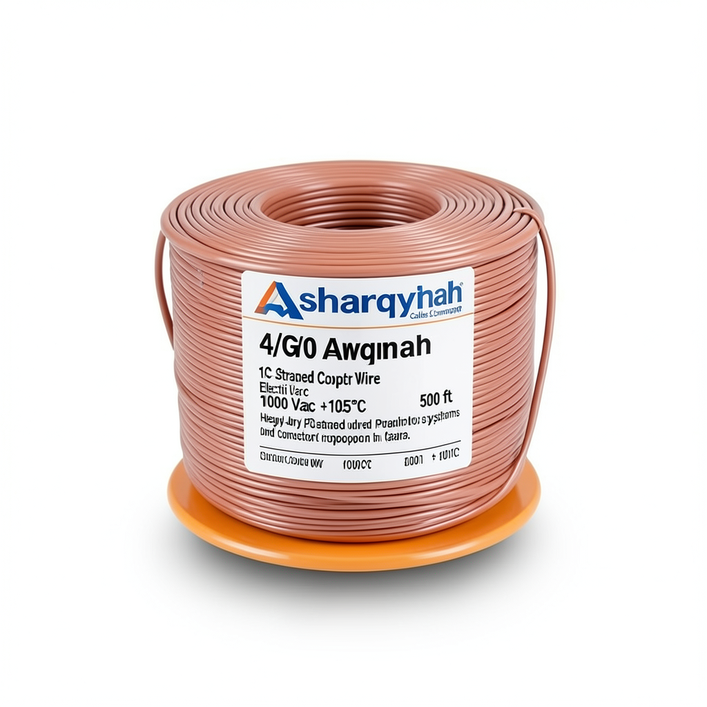 4/0 AWG 1C Stranded Copper Electric Wire 1000 Vac, PVC +105°C Orange, 500 ft | Asharqiyah Cables Company for Industry
