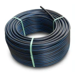 لفة أنابيب بلاستيك HDPE ضغط 15.6 بار [PE 100] قطر خارجي 125 مم SDR 9 لون أسود مع خط أزرق