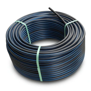 لفة أنابيب بلاستيك HDPE ضغط 15.6 بار [PE 100] قطر خارجي 125 مم SDR 9 لون أسود مع خط أزرق