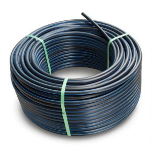 HDPE Plastic Coil Pipe PN 12.5 Bar PE 100 OD 40 mm SDR 11 Black with Blue Stripes