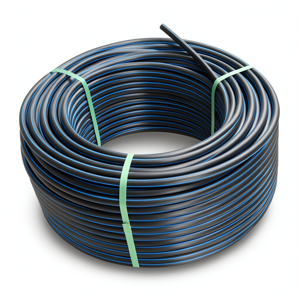 لفة أنابيب بلاستيك HDPE ضغط 12.5 بار PE 100 قطر خارجي 40 مم SDR 11 أسود مع خط أزرق