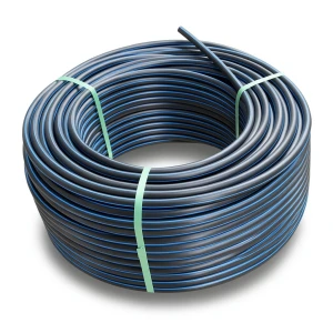 لفة أنابيب HDPE ضغط 12.5 بار PE 100 قطر خارجي 63 مم SDR 11 لون أسود مع خط أزرق