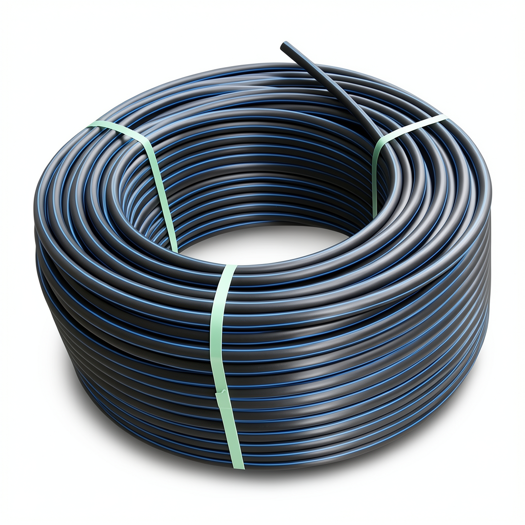 لفة أنابيب بلاستيك HDPE ضغط 12.5 بار PE 100 قطر خارجي 90 مم SDR 11 أسود مع خط أزرق
