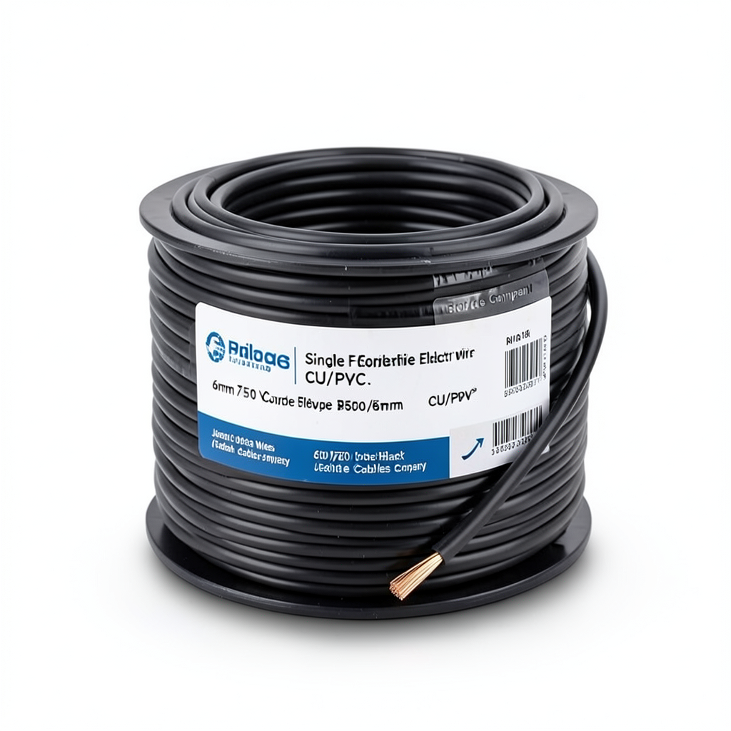 6mm Single Core Flexible Electric Wire CU/PVC, 450/750 Voltage, Black | Jeddah Cables Company