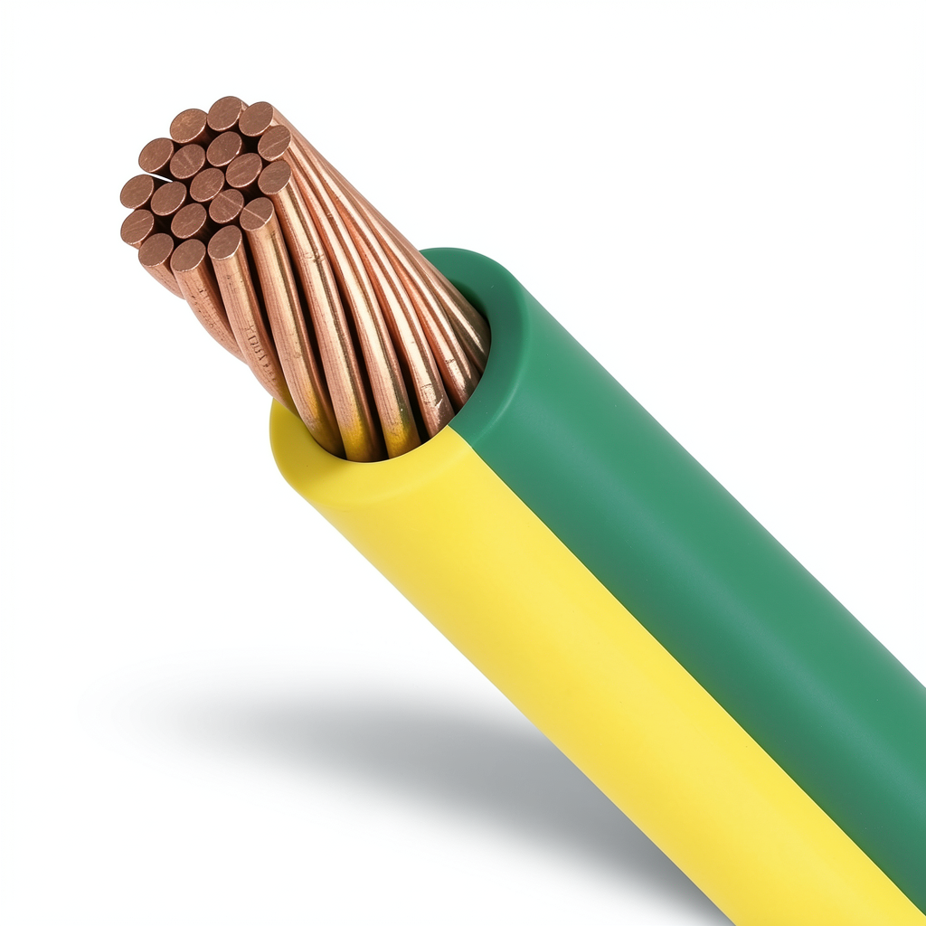 Stranded Copper Earthing Electrical Wire 6mm, 450/750V, PVC Insulated Green/Yellow