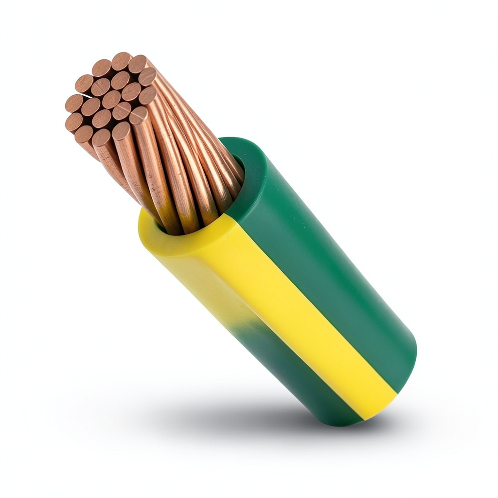 Stranded Copper Earthing Wire 10 sq mm, 450/750V, PVC Insulation Green/Yellow