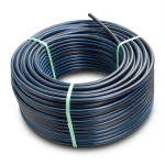 HDPE Plastic Coil Pipe PN 15.6 Bar PE 100 OD 50 mm SDR 9 Black with Blue Stripes