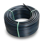 HDPE Plastic Coil Pipe Nominal Pressure 15.6 Bar PE 100 OD 75 mm SDR 9 Black with Blue Stripes