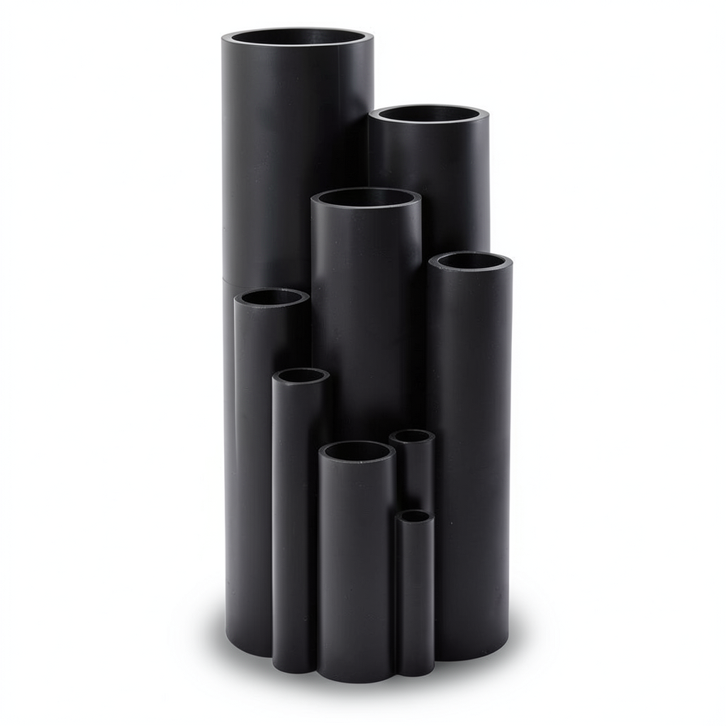 أنابيب بلاستيك HDPE ضغط 10 بار PE 100 مقاس 355 مم سماكة 21.2 مم لون أسود | المنار
