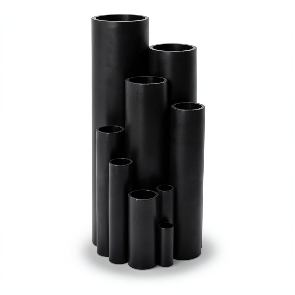 HDPE Pipe Working Pressure 10 Bar PE 100, Size 450 mm Thickness 26.7 mm Black