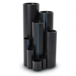 HDPE Plastic Pipe Pressure 16 Bar PE 80 Size 160 mm Thickness 17.9 mm Black