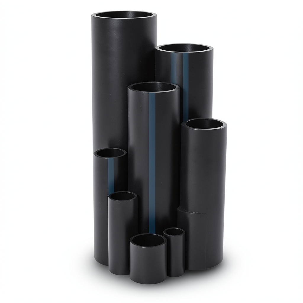 HDPE Plastic Pipe Pressure 16 Bar PE 80 Size 160 mm Thickness 17.9 mm Black