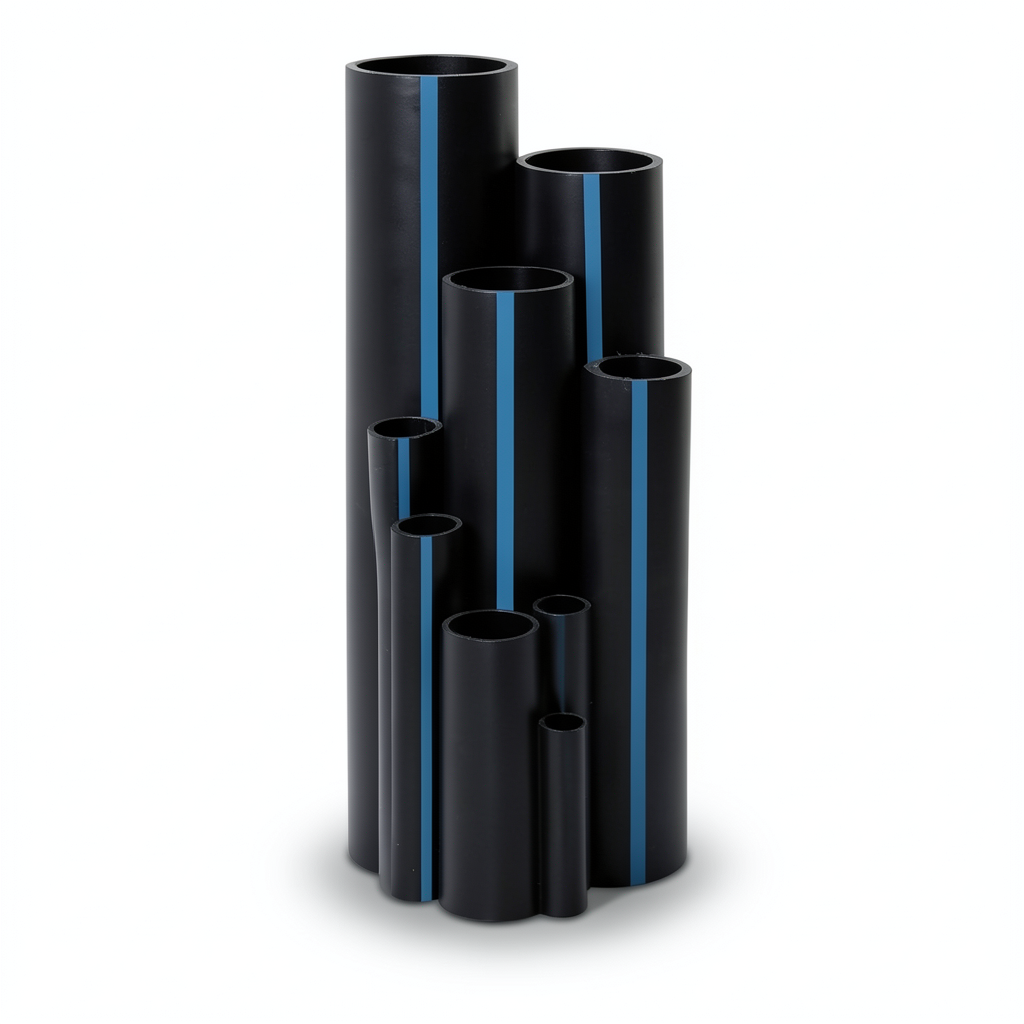 مواسير HDPE ضغط 16 بار PE 80 مقاس 200 ملم سمك 22.4 ملم لون اسود