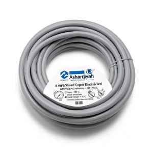 لفة سلك كهرباء 6 AWG نحاس مجدول عزل PVC +105°C رمادي جهد 600 فولت | شركة كابلات الشرقية للصناعة