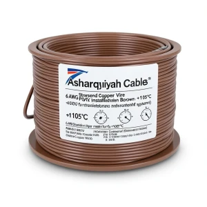 6 AWG Stranded Copper Wire 600V PVC Insulated Brown, +105°C | Asharqiyah Cables Company for Industry