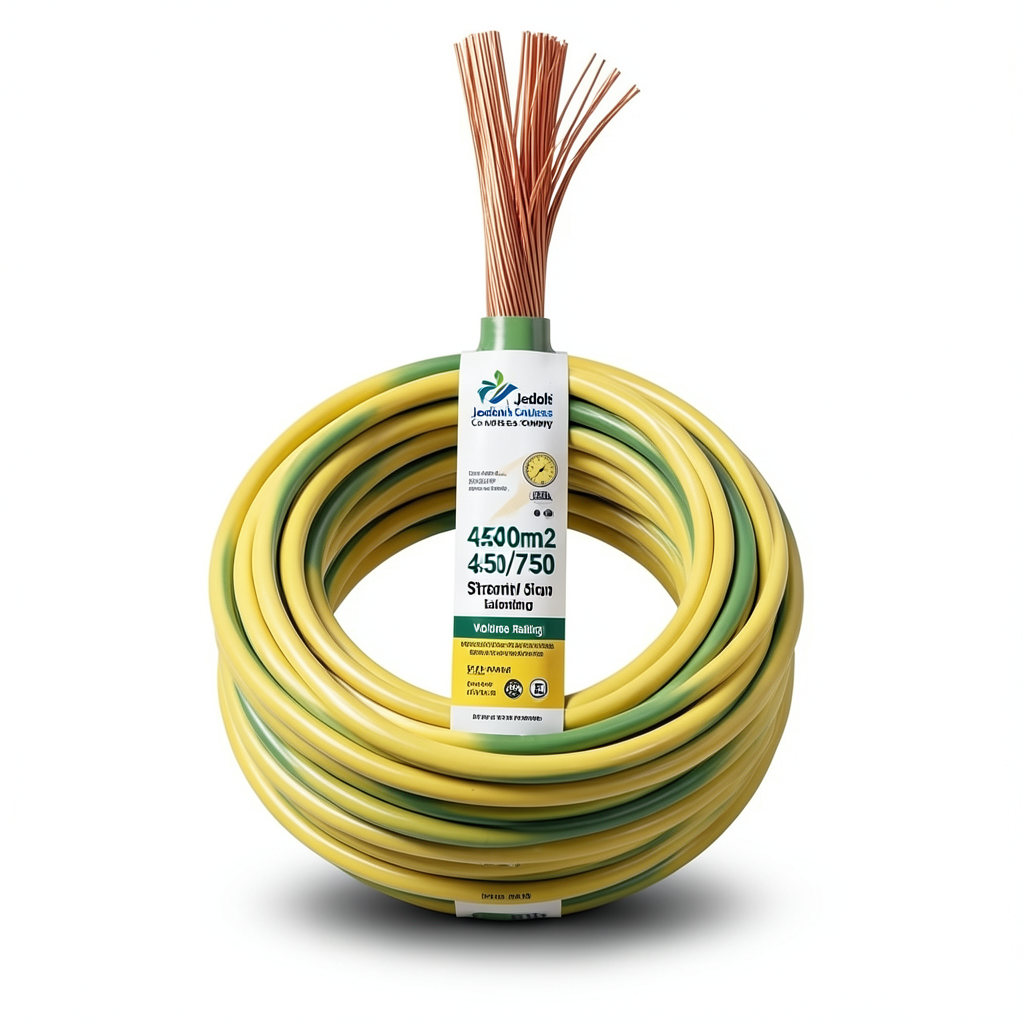 240mm2 Stranded Copper Earthing Wire 450/750 Voltage Rating, Yellow/Green | Jeddah Cables Company