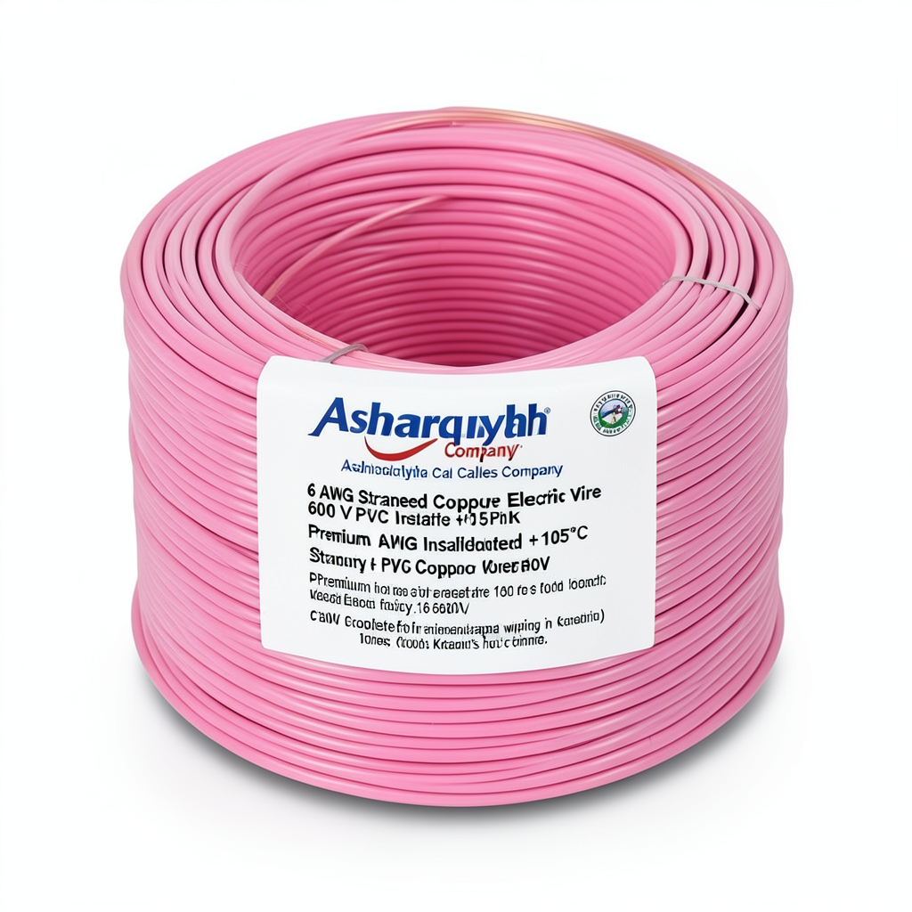 سلك كهرباء 6 AWG نحاس مجدول معزول PVC +105°C زهرى 600 فولت | شركة كابلات الشرقية للصناعة