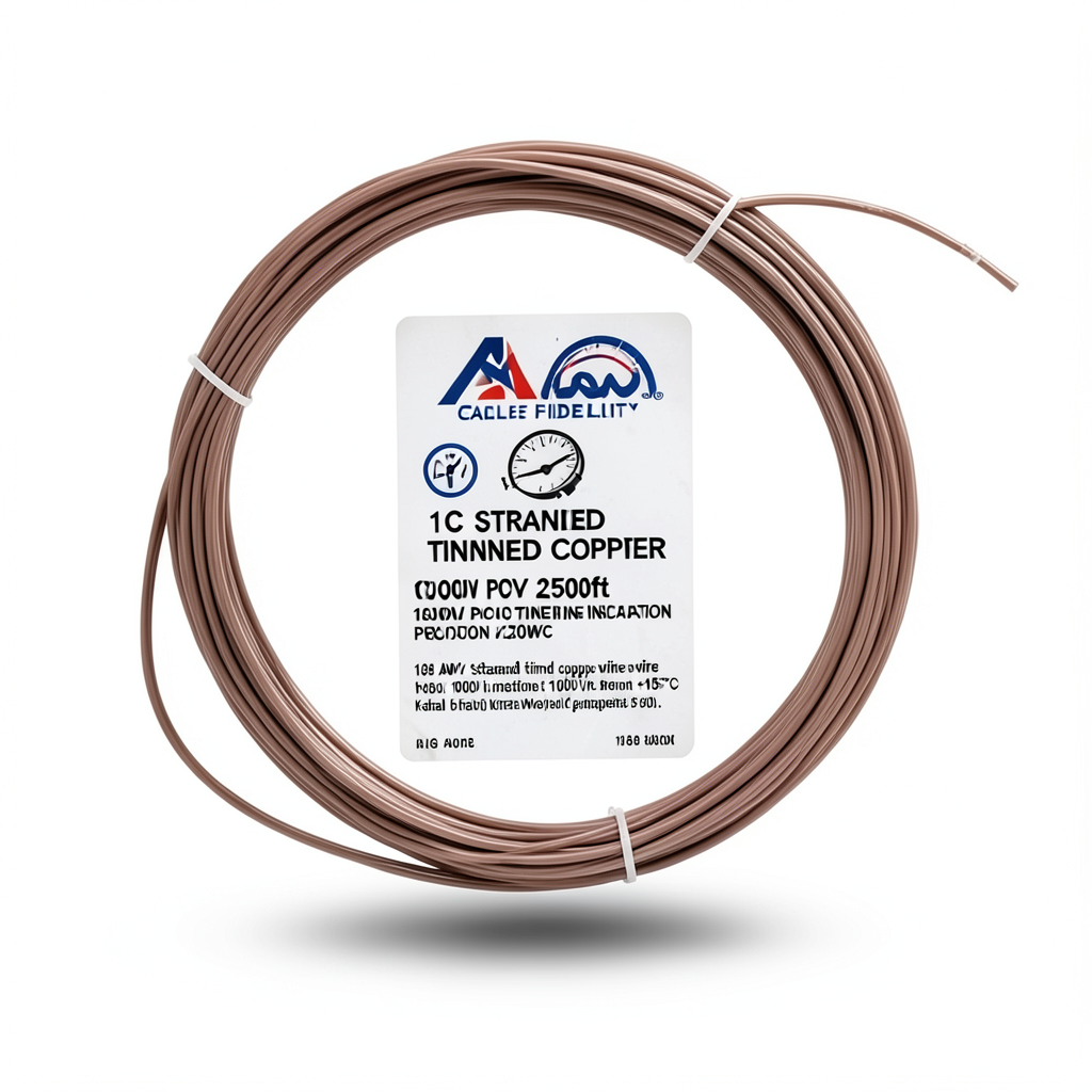 سلك مفرد نحاس مجدول 18 AWG مطلي قصدير 1000 فولت عزل PVC +105°C بني 2500 قدم | شركة كابلات الشرقية للصناعة