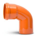UPVC Plastic Elbow 87.5° Size 160 mm Thickness 4.7 mm Orange