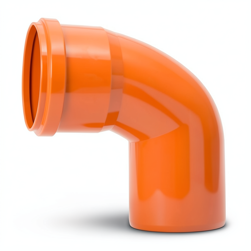 UPVC Plastic Elbow 87.5° Size 160 mm Thickness 4.7 mm Orange
