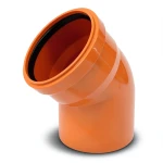 UPVC Elbow 45° Size 160 mm Thickness 4.7 mm Orange Color