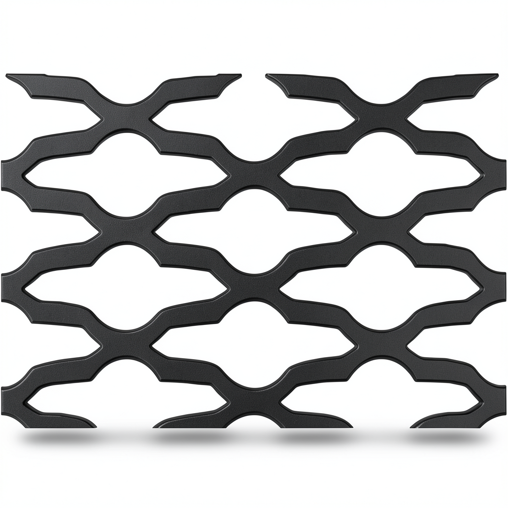 سلك شبك ممدد (بقلاوه) حديد مدرفل على الساخن شكل مزخرف سمك 1.4 مم مقاس 2.44×3 متر