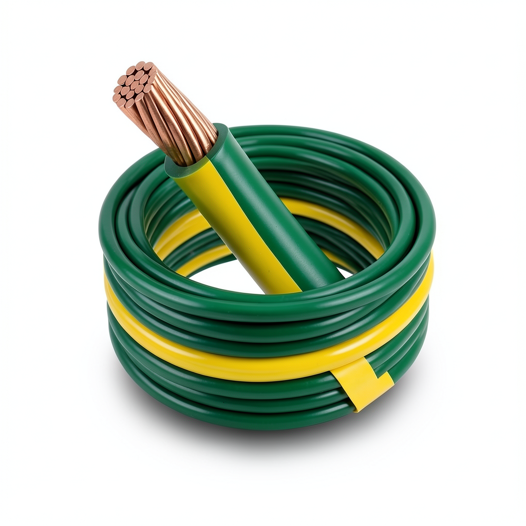 Stranded Copper Earthing Electric Wire 95mm2, 450/750V, PVC Insulation, Green/Yellow