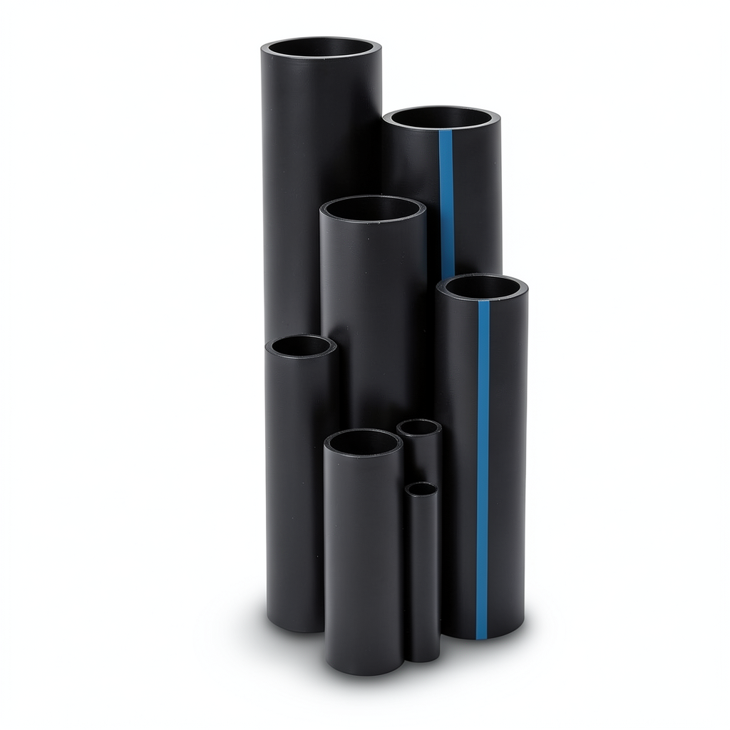 High Density Polyethylene Pipe Pressure 10 Bar PE 100 Size 280 mm Thickness 16.6 mm Black