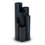 HDPE Plastic Pipe Pressure 16 Bar PE 80 Size 125 mm Thickness 14 mm Black