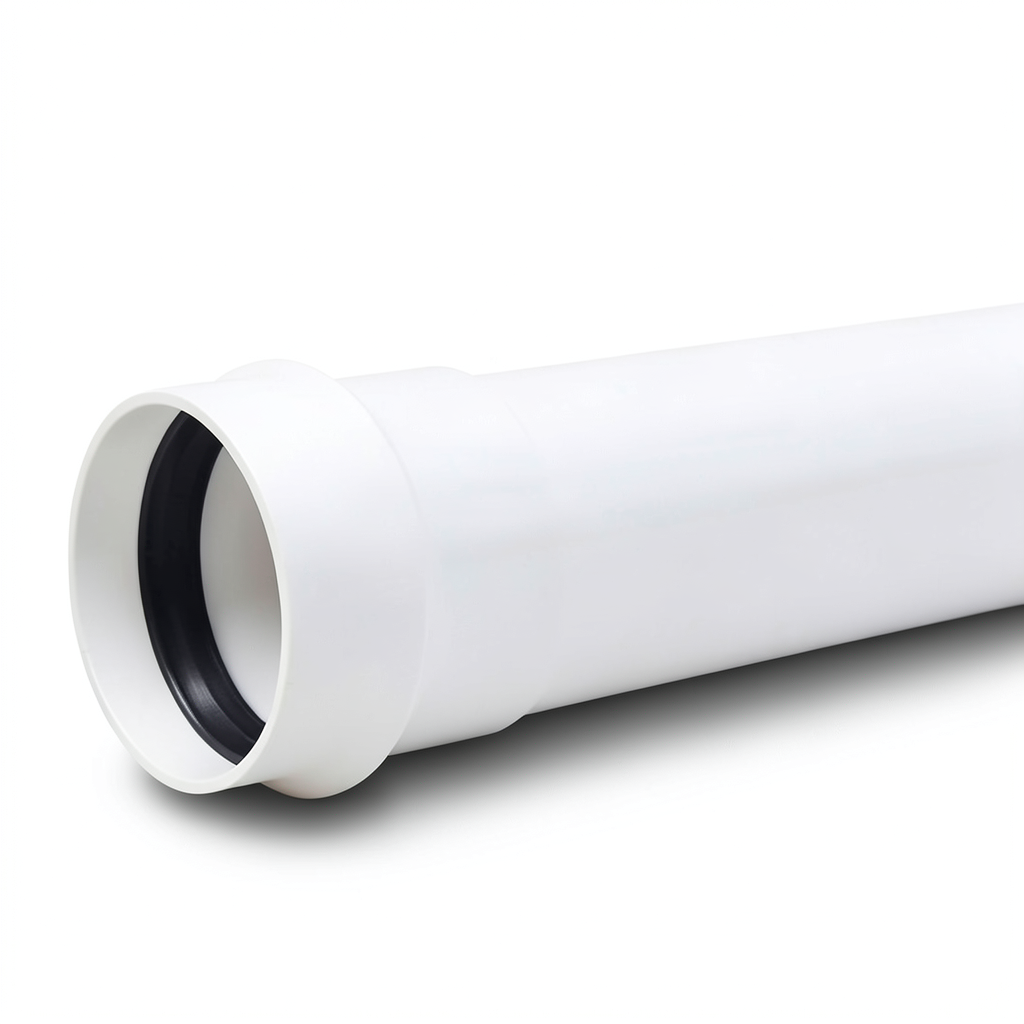 UPVC Plastic Pipe PN 4 Bar Class 2, Size 140 mm, Thickness 2.8 mm, White Color