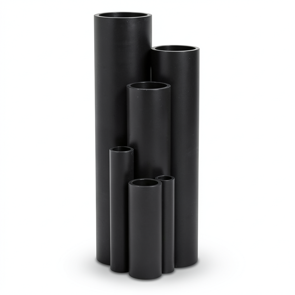 مواسير بلاستيك HDPE ضغط 16 بار PE 80 مقاس 140 ملم سمك 15.7 ملم لون اسود
