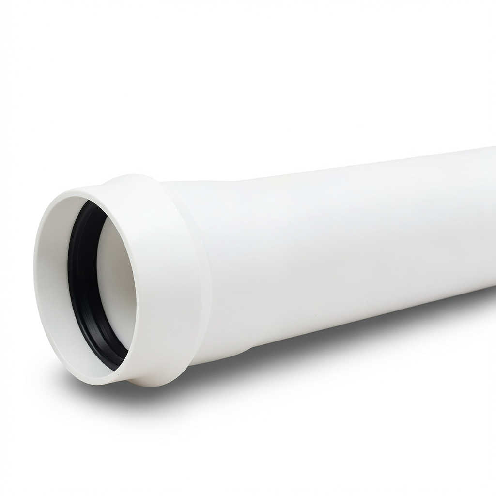 UPVC Pipe PN 4 Bar Class 2, Size 200 mm, Thickness 4 mm, White Color