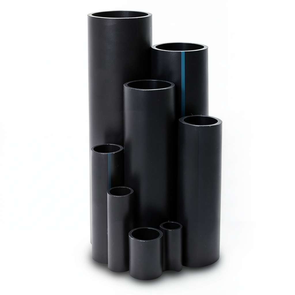 مواسير بلاستيك HDPE ضغط 16 بار PE 80 مقاس 160 ملم سمك 17.9 ملم لون اسود
