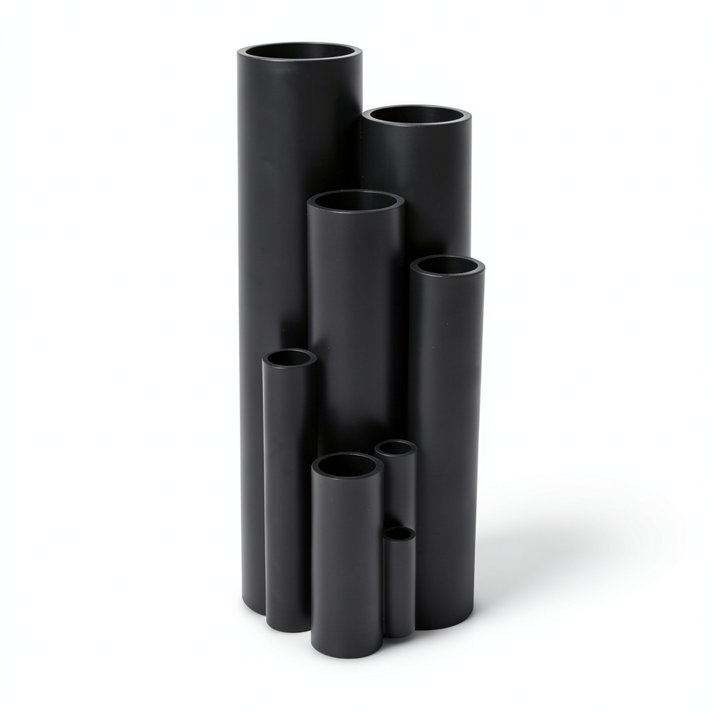 HDPE Plastic Pipe Pressure 16 Bar PE 80 Size 180 mm Thickness 20.1 mm Black