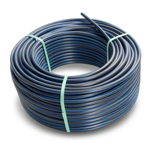 HDPE Plastic Coil Pipe PN 19.2 Bar PE 100 32 mm SDR 7.4 Black Blue Stripes
