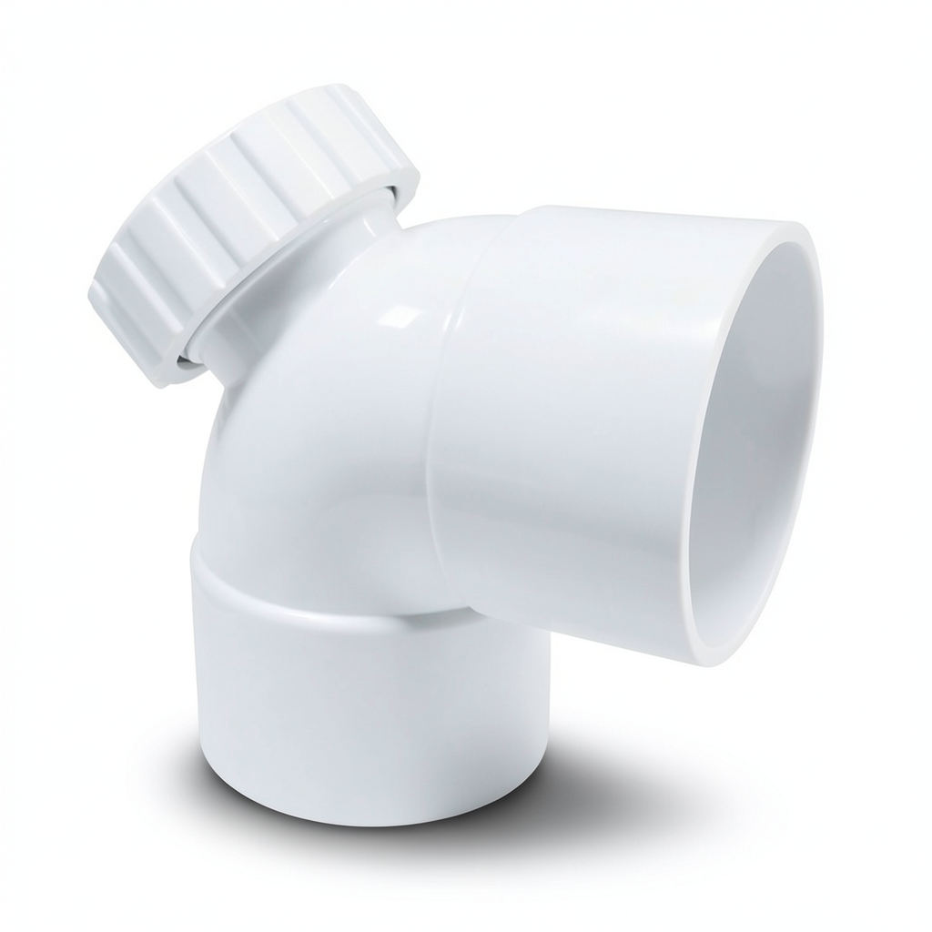 UPVC Plastic Elbow 87.5° With Door 4 Inch, White Color