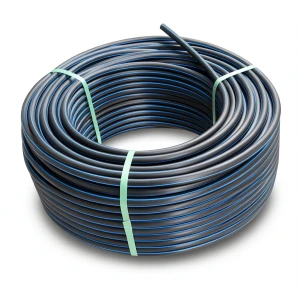 HDPE Plastic Coil Pipe Nominal Pressure 19.2 Bar PE 100 OD 50 mm SDR 7.4 Black with Blue Stripes