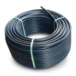 لفة أنابيب بلاستيك HDPE ضغط 15.6 بار [PE 100] قطر خارجي 125 مم SDR 9 لون أسود مع خط أزرق