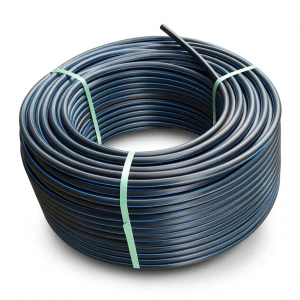 لفة أنابيب بلاستيك HDPE ضغط 15.6 بار [PE 100] قطر خارجي 125 مم SDR 9 لون أسود مع خط أزرق