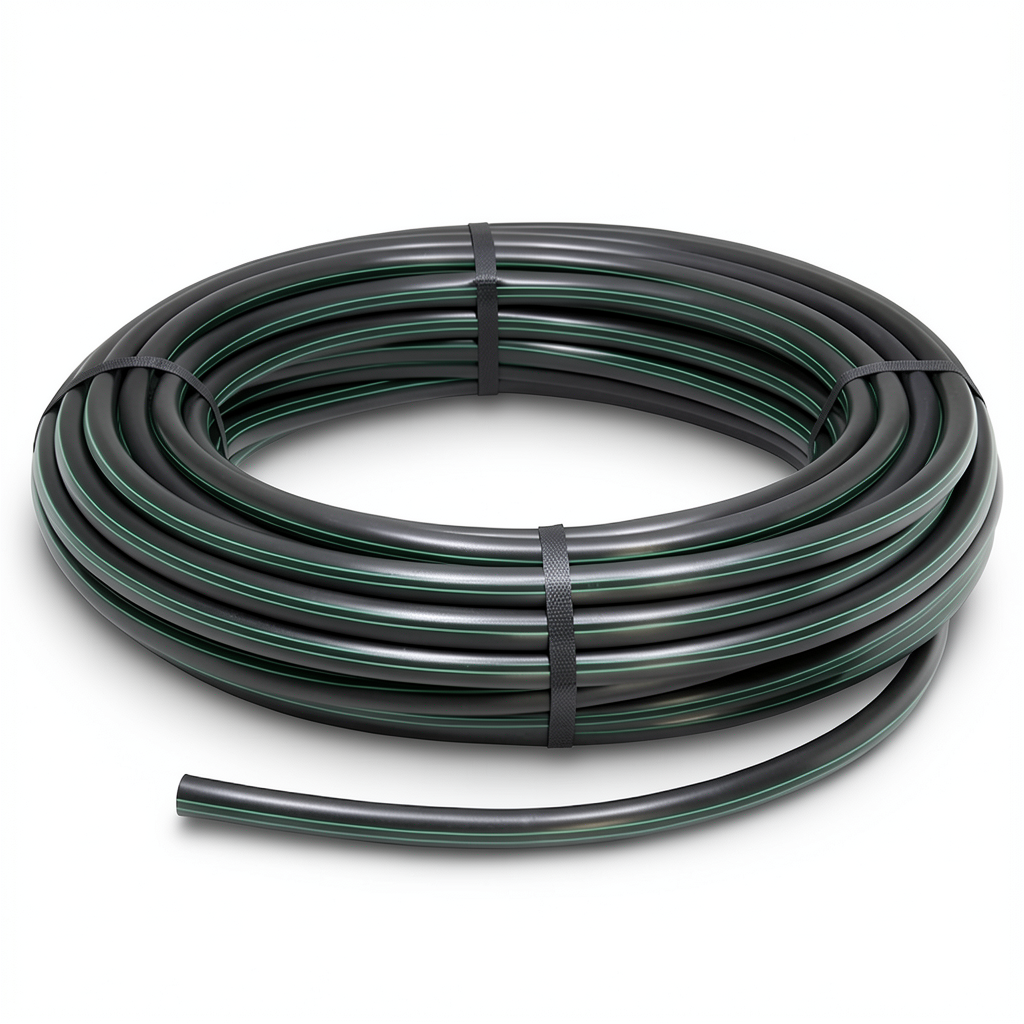 أنبوب بلاستيك HDPE ضغط 10 بار PE 100 مقاس 63 مم سمك 3.8 مم لون أسود