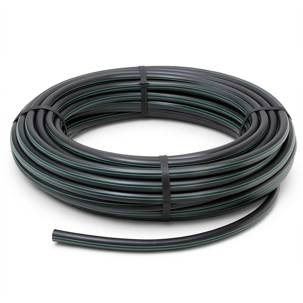 لفة أنابيب HDPE ضغط 10 بار PE 100 مقاس 90 مم سمك 5.4 مم لون أسود